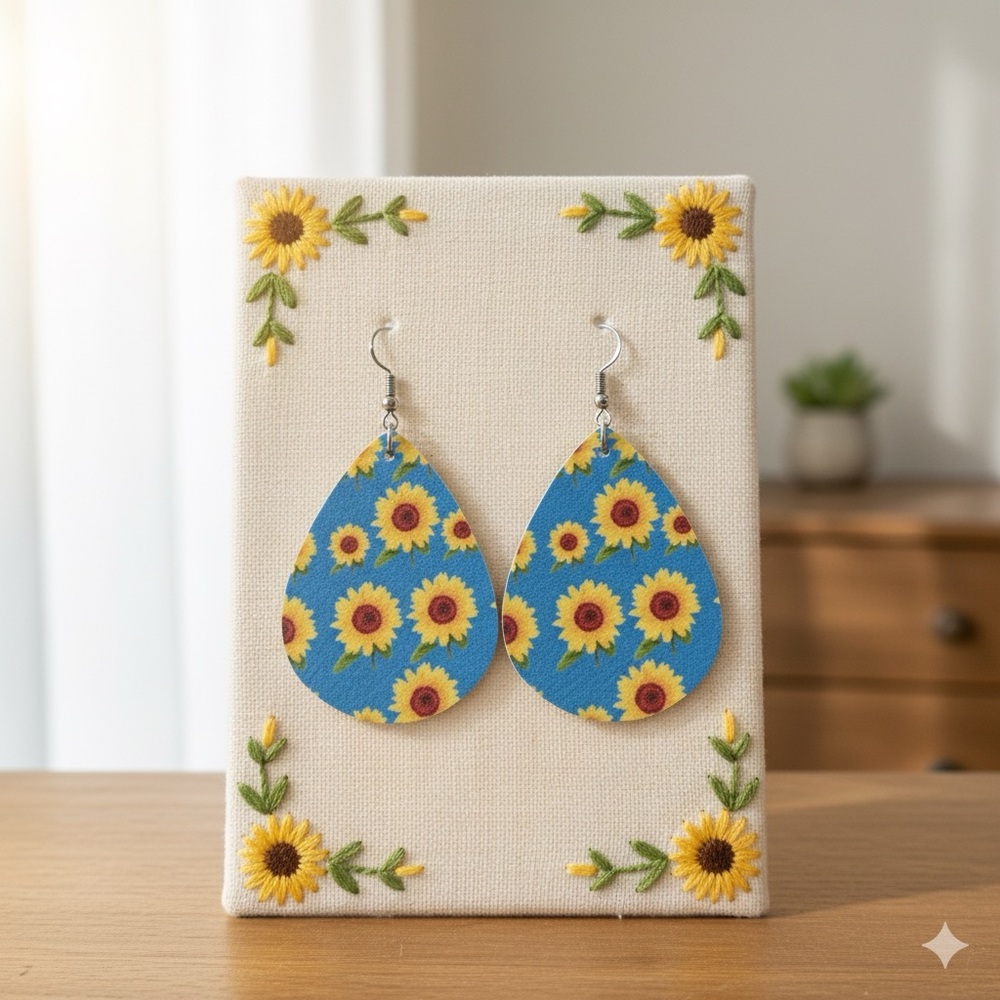 Sunflower Teardrop Earrings 🌻